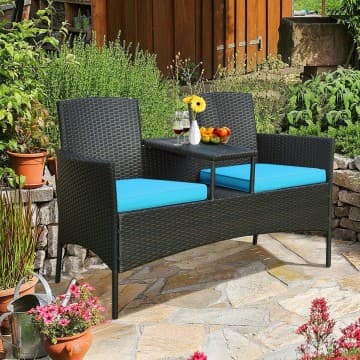 Costway Canada Patented Modern Patio Set with Built-in Coffee Table and Cushions chez Costway Canada