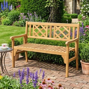 Costway Canada Patio Foldable Bench with Curved Backrest and Armrest chez Costway Canada