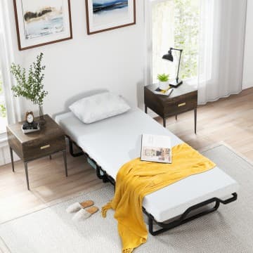 Costway Canada Lit pliant à roulettes avec matelas en mousse à mémoire de forme chez Costway Canada