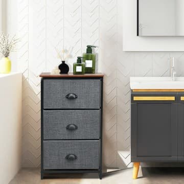 Costway Canada Table de nuit étroite avec 3 tiroirs et plateau en bois chez Costway Canada