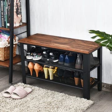 Costway Canada Banc étagère à chaussures industriel 3 niveaux chez Costway Canada