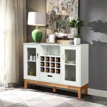 Costway Canada Wood Wine Storage Cabinet with Sideboard and Console chez Costway Canada