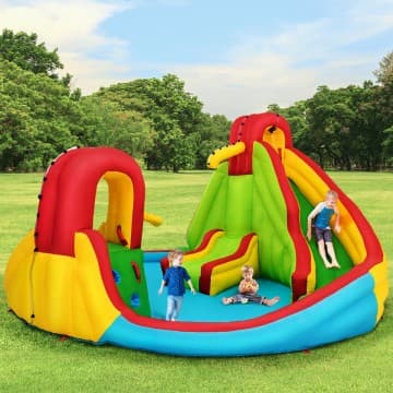 Costway Canada Château gonflable aquatique pour enfants avec mur d'escalade et piscine chez Costway Canada