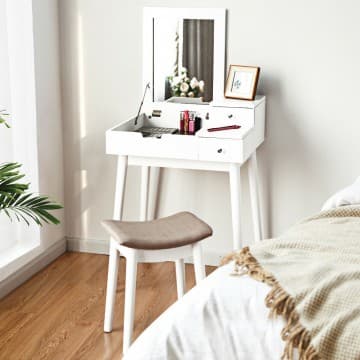 Costway Canada Vanity Dressing Table Set Flip Mirror Desk Furniture Stool chez Costway Canada