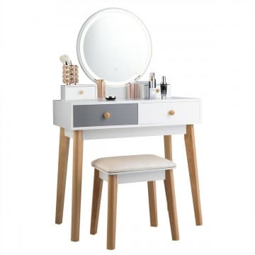 Costway Canada Coiffeuse avec 4 tiroirs et miroir lumineux chez Costway Canada