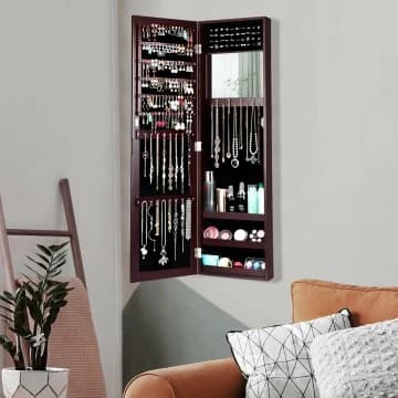 Wall Door Mounted Mirrored Jewelry Cabinet Storage Organizer chez Costway Canada