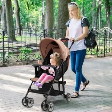 Toddler Compact Travel Stroller for Airplane with Canopy and Adjustable Backrest chez Costway Canada