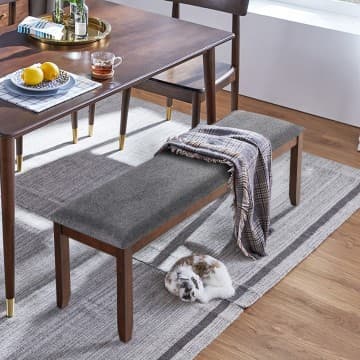 Costway Canada Upholstered Entryway Bench Footstool with Wood Legs chez Costway Canada