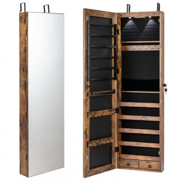 Costway Canada Armoire à bijoux murale et de porte avec miroir et lumières chez Costway Canada