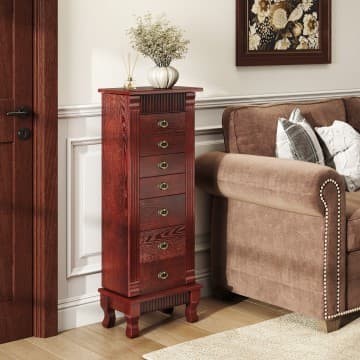 Costway Canada Armoire à bijoux en bois avec tiroirs et portes battantes chez Costway Canada