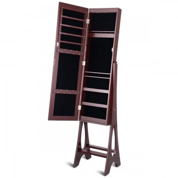 Freestanding Jewelry Cabinet Armoire Organizer with Bevel Edge Mirror chez Costway Canada