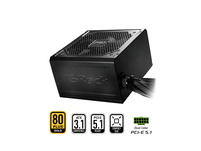 Asrock Pro Series Pro-850g 850 W Atx 3.1 Compatible 80 Plus Gold Certified Power Supply chez Newegg US