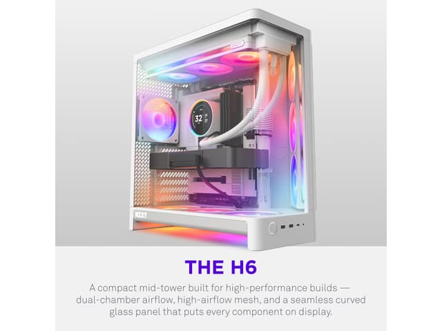Newegg Canada NZXT H6 (2026) Compact Dual-chamber ATX Case All Blanc chez Newegg Canada