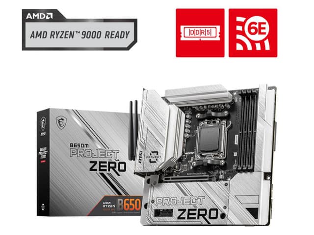 Newegg Canada MSI B650M PROJECT ZERO AM5 AMD B650 Ryzen 7000 SATA DDR5 PCI-E x16 slot chez Newegg Canada