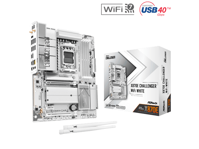 Newegg Canada ASRock X870E Challenger WiFi Blanc AM5 AMD X870E ATX Carte mère chez Newegg Canada