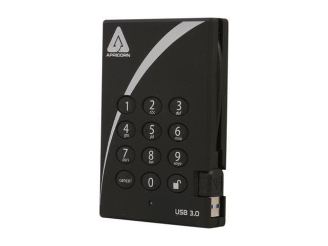 APRICORN 500GB Aegis Padlock External Disque dur with 256-bit AES Encryption USB 3.0 Model A25-3PL256-500 Noir chez Newegg Canada