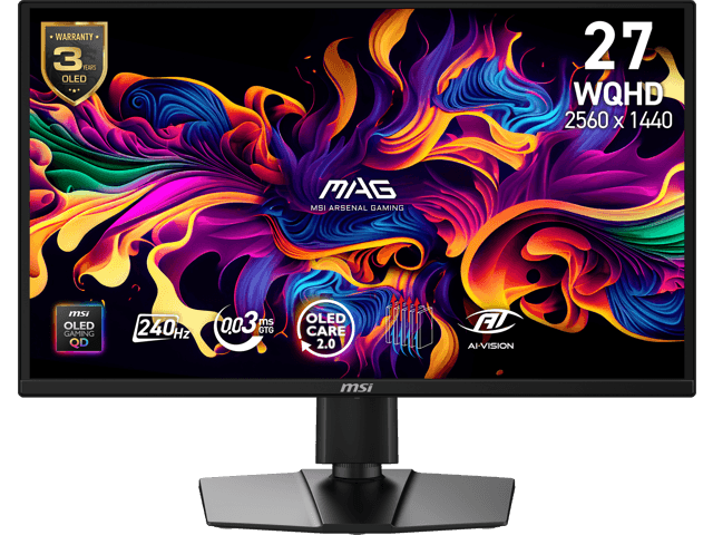 MSI 27 inch QHD 2K 1440P 240Hz AMD FreeSync Premium Pro & G-Sync Compatible 0.03ms OLED Gaming Computer Monitor with... chez Newegg Canada