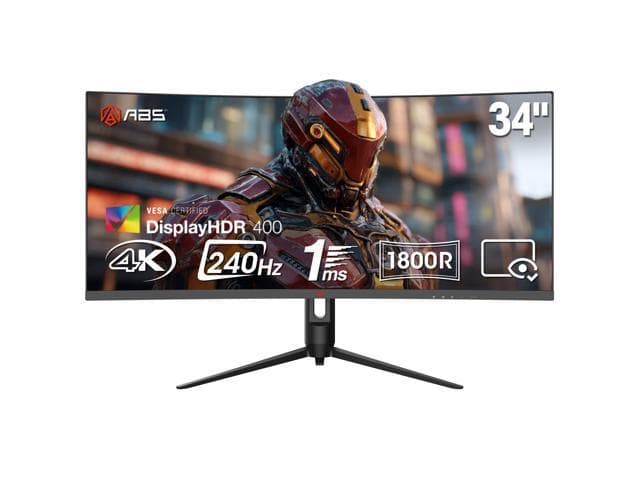 ABS 34" Ultrawide UWQHD 2K 1440P (Quasi 4K) 240Hz with AMD FreeSync 1ms HDR400 1500R Curved Gaming Computer Monitor... chez Newegg Canada