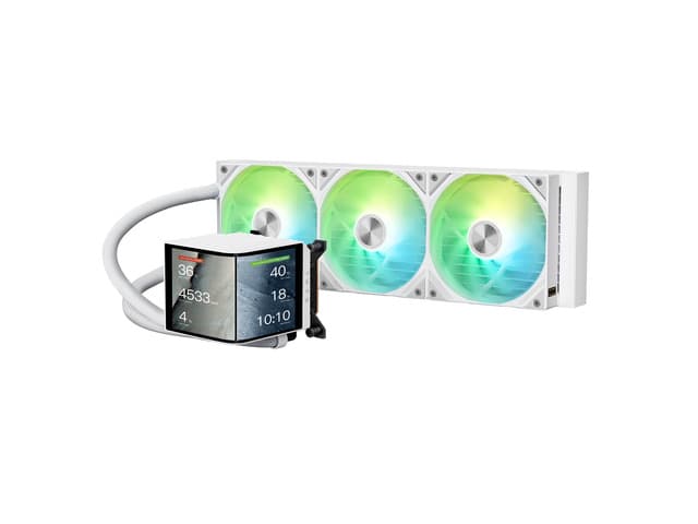 Newegg Canada TRYX PANORAMA 360 ARGB Blanc 360mm AIO 6.67'' AMOLED Curved Screen 3D chez Newegg Canada