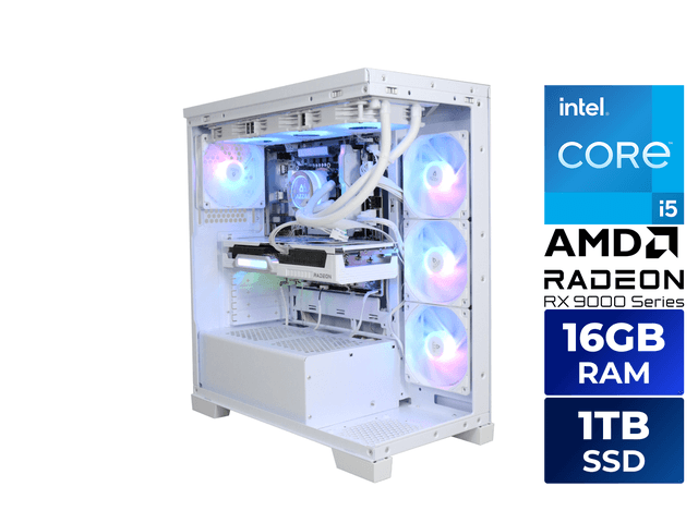 Newegg Canada AZZA Gaming PC TABOR Blanc, Intel Ci5-14400, AMD RX9060XT 8GB Blanc chez Newegg Canada