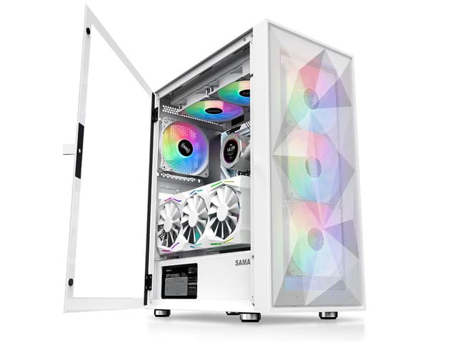 Newegg Canada SAMA 3509 Blanc Mid Tower Gaming Boîtier PC with Door Open Tempered Glass chez Newegg Canada
