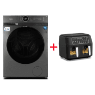 PACK(LAVANTE-SÉCHANTE MIDEA 8KG/6KG 1400T GRIS TITANE+AIR FRYER SCHNEIDER DUAL 4L+4L NOIR)