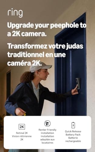Caméra pour judas Ring 2K (nouveau modèle), installation adaptée aux locataires. Remplacez votre judas par une caméra 2K grand angle avec au chez Amazon Canada