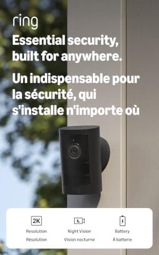 Caméra extérieure 2K Ring (nouveau modèle), à brancher, sécurité pour le domicile ou les entreprises, vidéo rétinienne 2K grand angle, zoom chez Amazon Canada