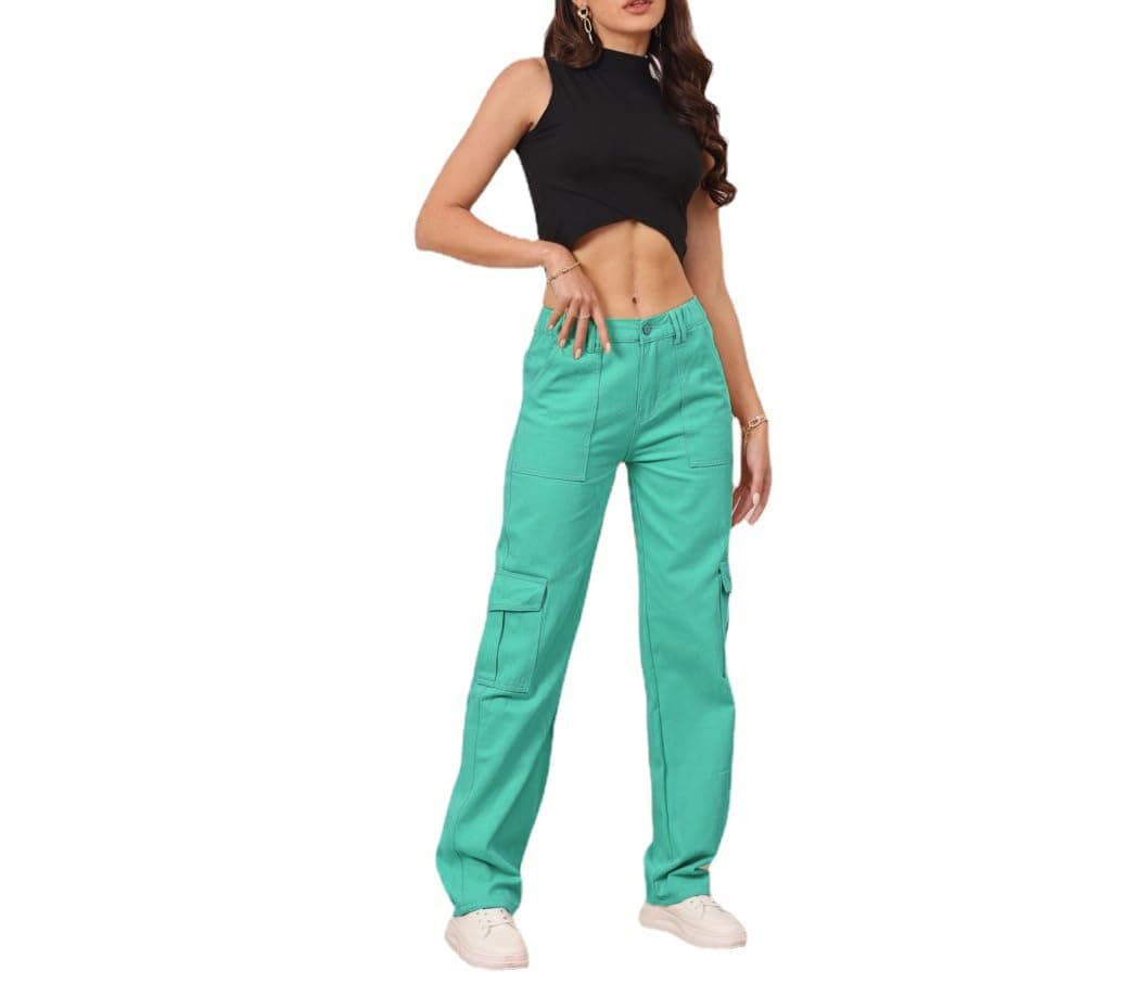 THWEI Cargo Pants for Women High Waisted Casual Pants Y2K Streetwear with 6 Pockets