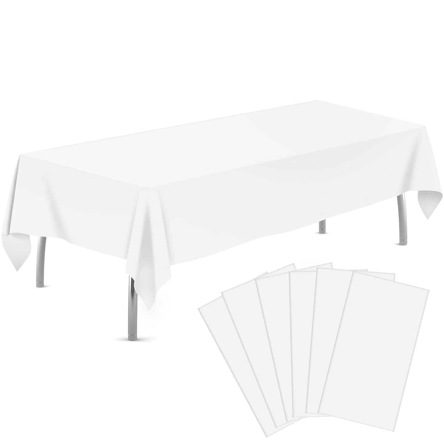 tujol White 6 Pack Plastic Table Cloth 54" x 108", Disposable Tablecloths Rectangle Table Cover, Plastic Tablecloths for Parties chez Amazon US