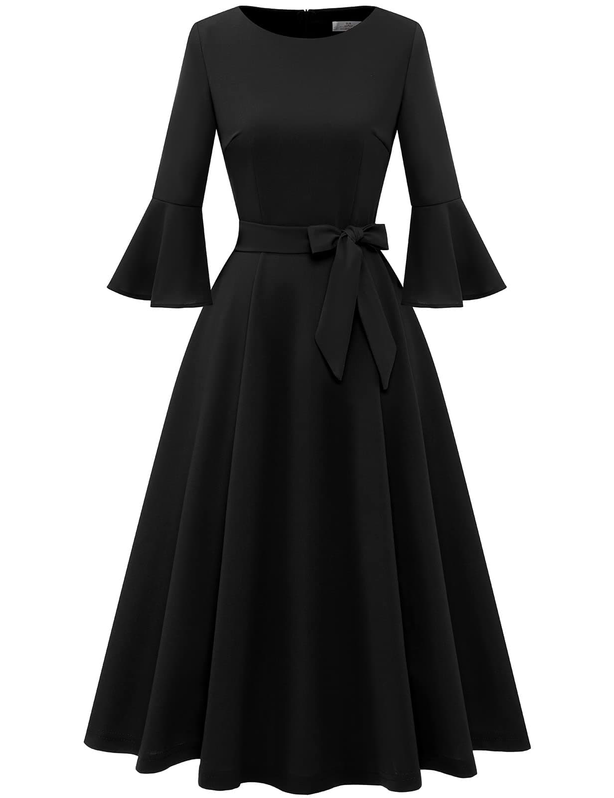 HomRain Women's Church Dresses Modest Bell Sleeve Wedding Guest Cocktail Tea Party Vintage Evening Dress