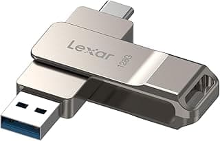 Lexar D40E 128 Go Double USB 3.2 Gen 1 Type-C Clé USB, boîtier métallique pivotant de type USB-C (Argent Champagne) | USB-C Flash,... chez Amazon Canada