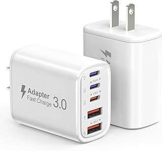 Lot de 2 blocs de charge rapide 50 W 5 ports de type C avec adaptateur d'alimentation USB C + prise murale USB QC pour iPhone 17, 16,... chez Amazon Canada