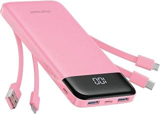 Chargeur portable Charmast avec câbles intégrés, batterie externe avec cordons, pack de batterie de voyage mince 10 000 mAh 6 sorties... chez Amazon Canada