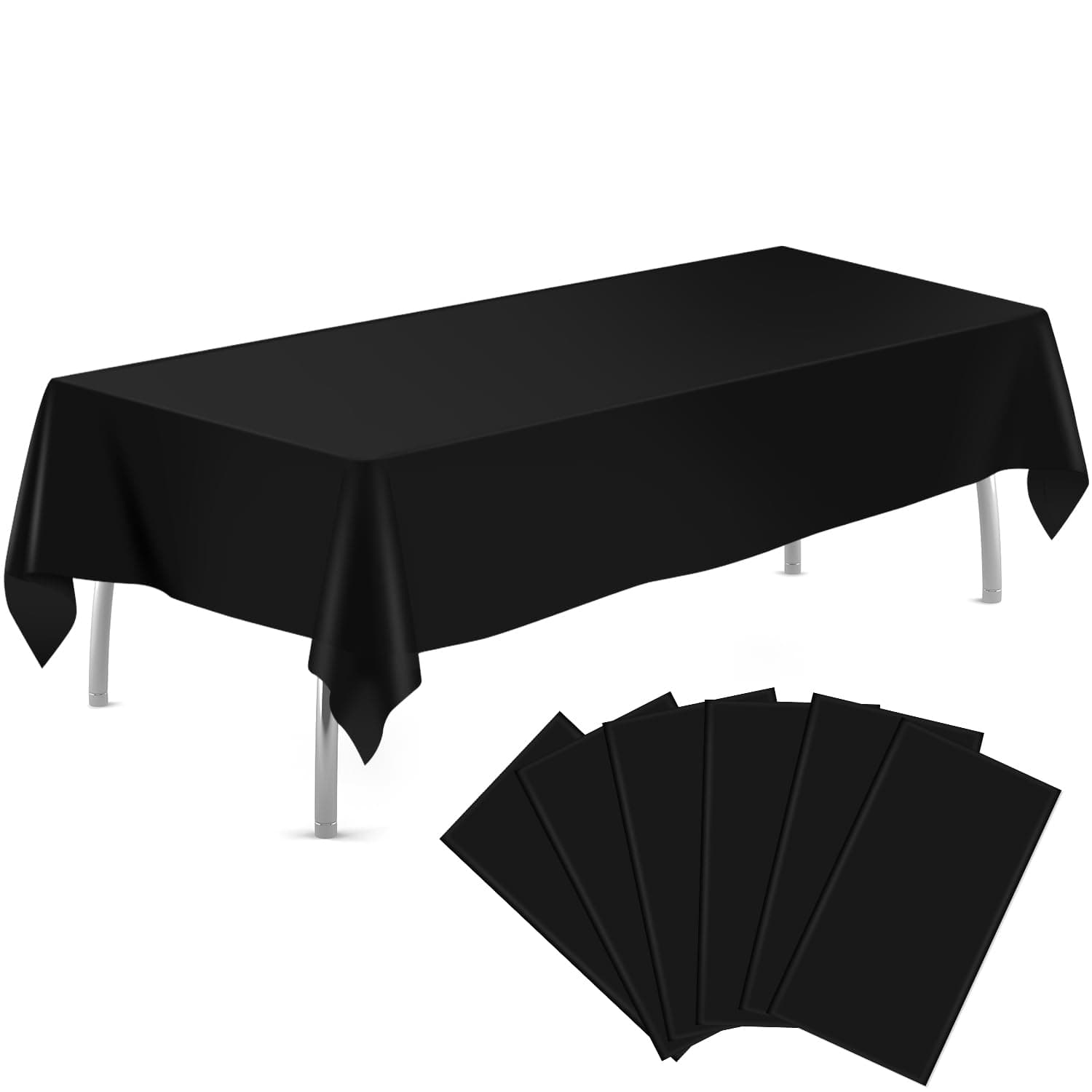 tujol Black 6 Pack Plastic Table Cloth 54" x 108", Disposable Tablecloths Rectangle Table Cover, Plastic Tablecloths for Parties chez Amazon US