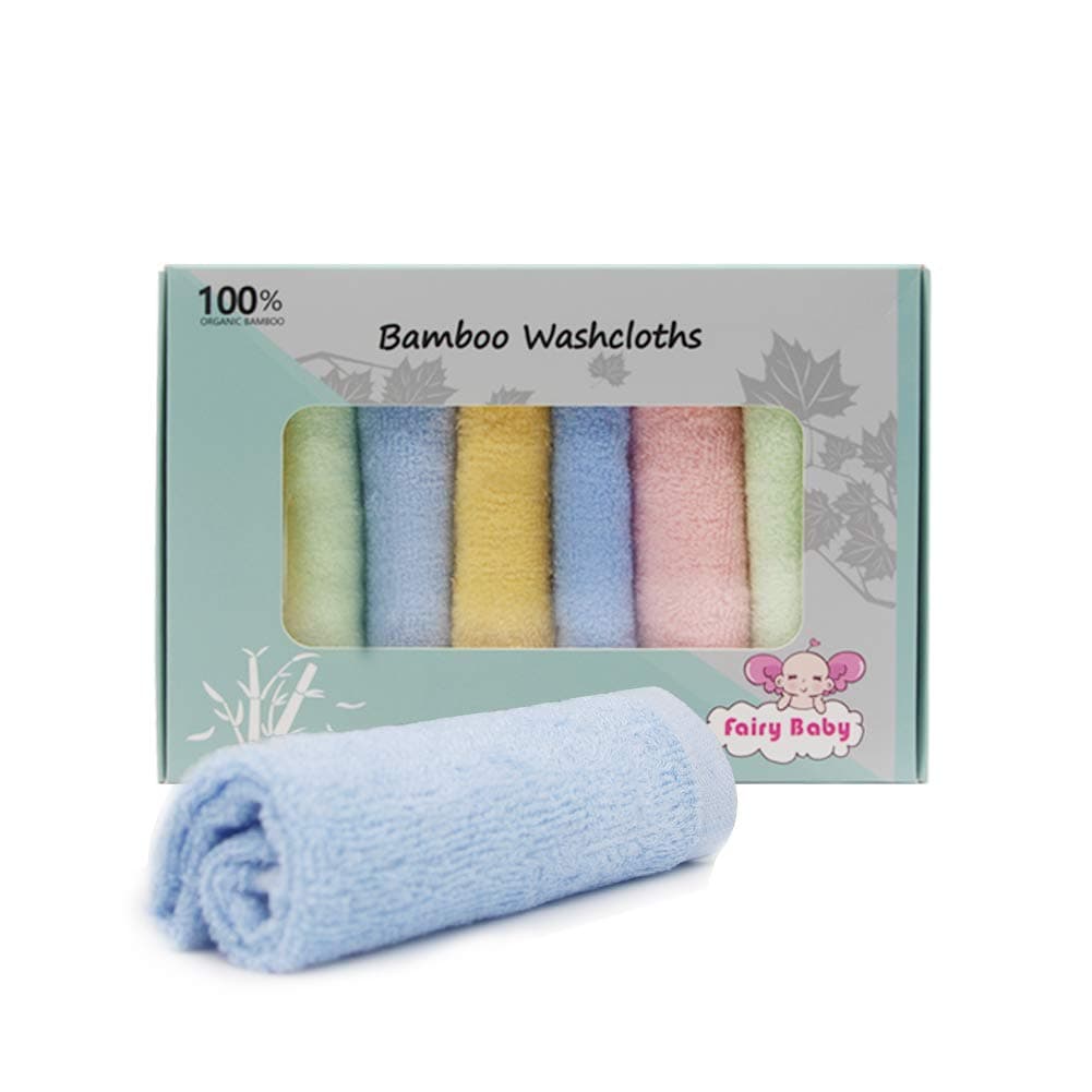 Baby Washcloths 100% Organic Bamboo Bath Washcloth Reusable Face Towels Anti-Bacterial Soft Towel Set Perfect for Newborn (8 pack)
