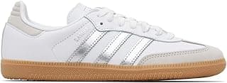 adidas Originals Samba OG Womens Sneaker, White Silver Gum Metallic, 7.5