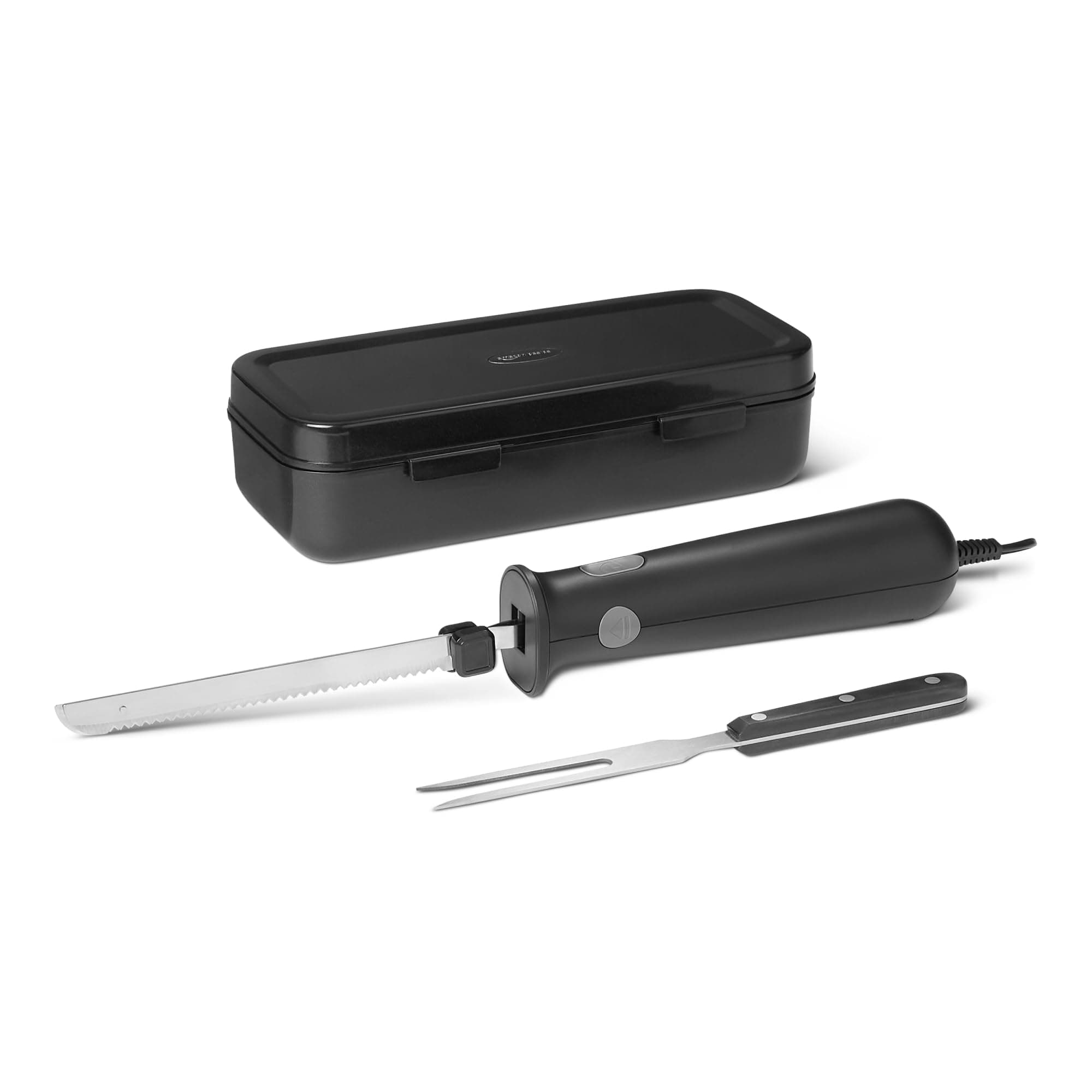 Amazon Basics Electric Knife Set for Meat Slicing and Bread, Ergonomic Design Handle with Storage Case, Black