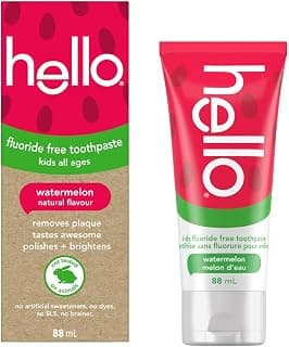 Dentifrice pour enfants à la pastèque sans fluorure de marque Hello, végétalien, sans SLS, sans gluten, naturel, sûr à avaler pour... chez Amazon Canada