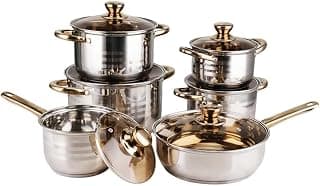 12PCS Stainless Steel Pots and Pans Set, Mirror Finish Stackable Nonstick Kitchen Batterie de cuisine antiadhésive... chez Amazon Canada