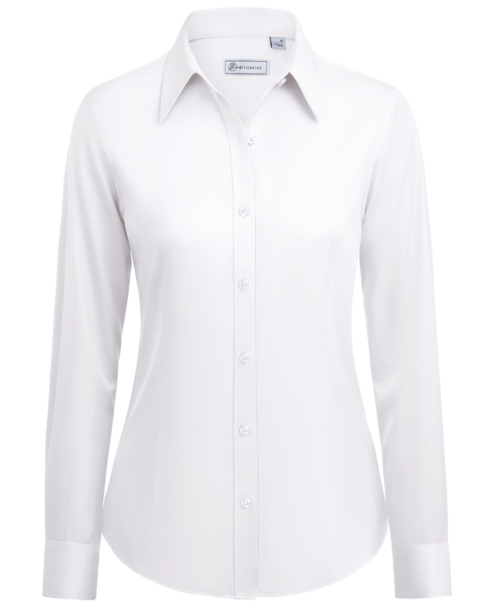 siliteelon Button Down Shirts for Women: Wrinkle Free Long Sleeve Classic Fit Collared Dress Shirt Solid Formal Office chez Amazon US