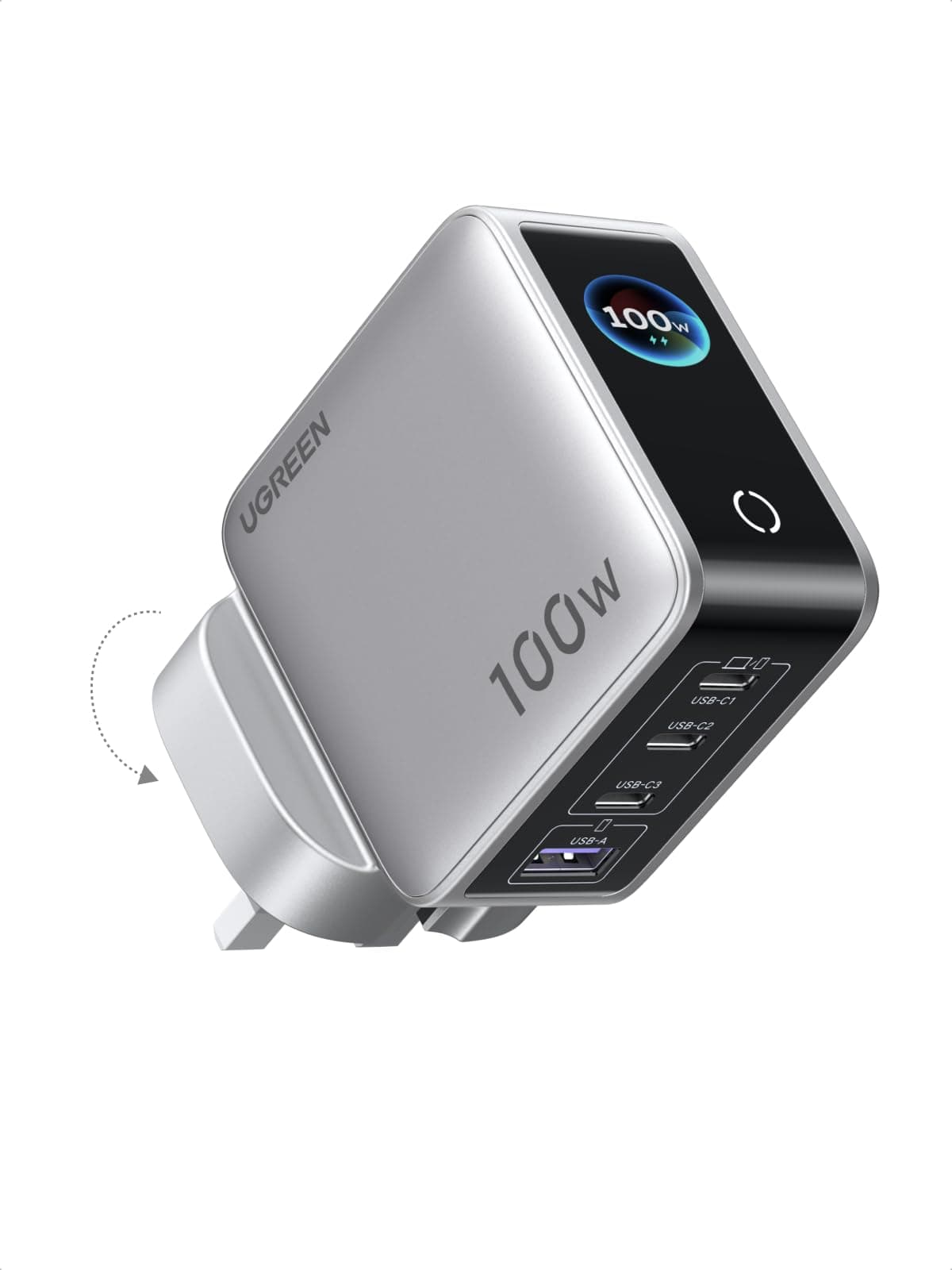 UGREEN Nexode Pro 100W USB-C Charger 4-IN-1 Fast Charger with Smart Display | Compact Fast Charger with Foldable Plug, Compatible with... chez Amazon UK