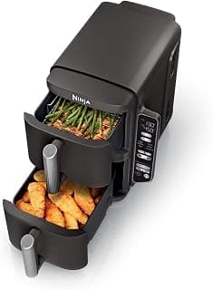 Ninja Friteuse sans huile DoubleStack, 8 Qt/7.6L, 6-in-1, Noir, SL201C | Air fry, broil, roast, bake, reheat,... chez Amazon Canada