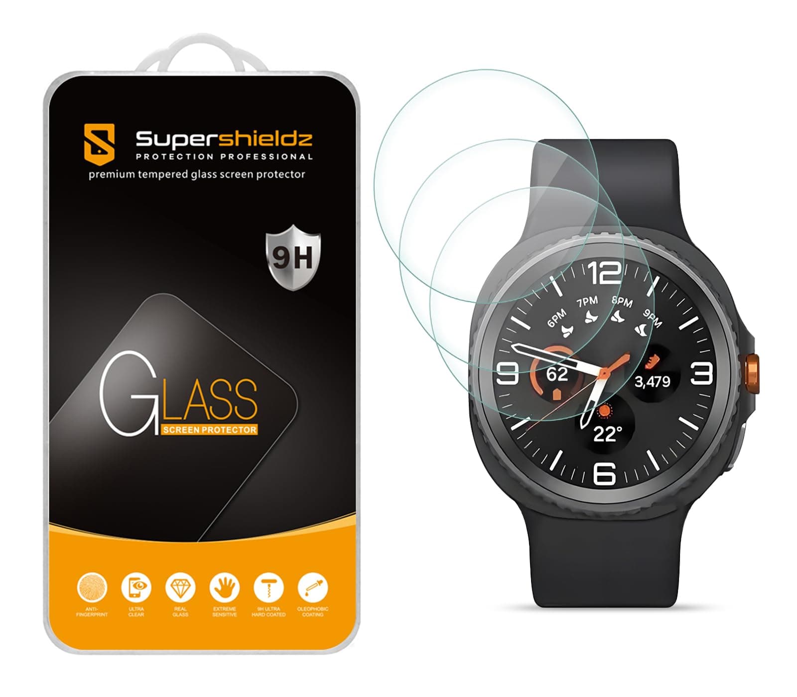 Supershieldz (3 Pack) Designed for Samsung Galaxy Watch 8 Classic (46mm) Tempered Glass Screen Protector, Anti Scratch, Bubble Free chez Amazon US