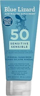 Blue Lizard Australian Sensitive Lotion solaire minérale SPF 50 89 ml | 100 % actifs minéraux, résistant à l'eau, protection UVA/UVB,... chez Amazon Canada