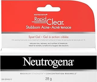 Neutrogena Rapid Clear Gel anti-acné tenace 5 % peroxyde de benzoyle, 28 g | Force maximale de 5 % de peroxyde de benzoyle, réduit la... chez Amazon Canada