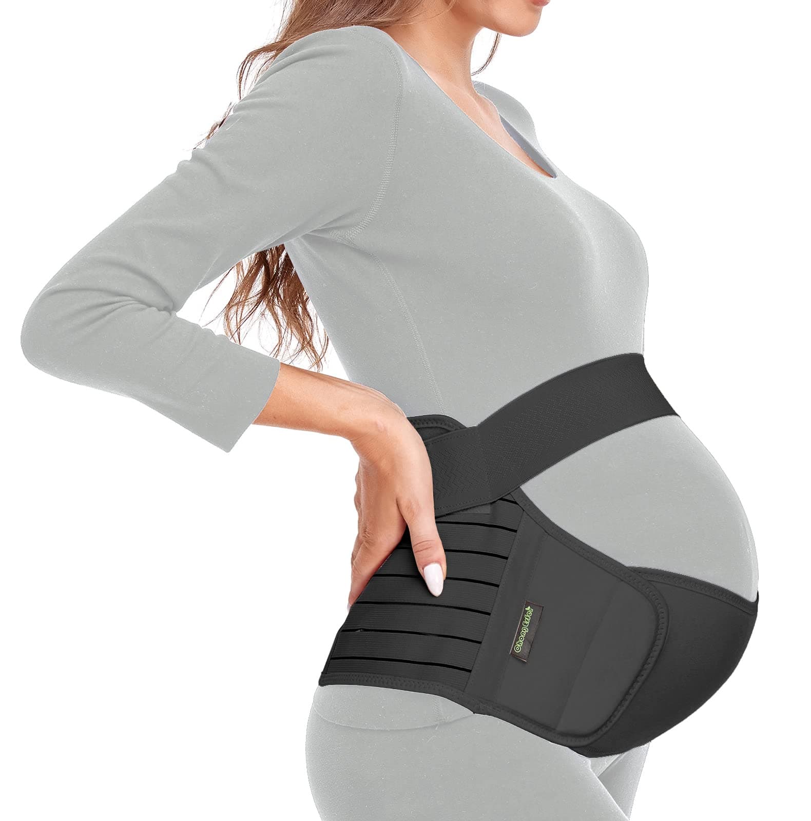 ChongErfei Pregnancy Support Belt, 3 in 1 Pregnancy Belly Band | Maternity Support Belt for Back/Pelvic/Hip Pain (L, Black)