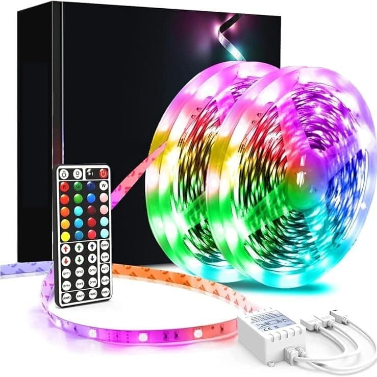 phopollo Led Strip Light, 10m Led Light Strips with 44-Keys Remote, Flexible 5050 RGB Colour Changing for Bedroom, Party (5Mx2) chez Amazon UK