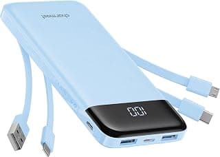 Charmast Chargeur portable avec câbles intégrés, banque d'alimentation avec cordons fils, batterie de voyage mince 10 000 mAh 6... chez Amazon Canada