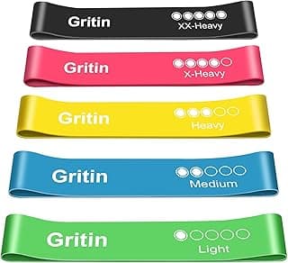 Gritin Resistance Bands, Set of 5 Skin-Friendly Resistance Exercise Band | 5 Different Strength Levels Fitness Bands - Travel Carrying... chez Amazon Canada